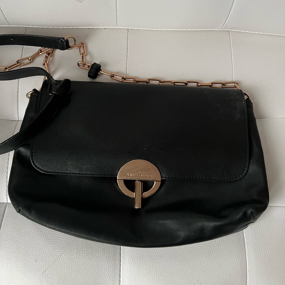 Vanessa Bruno Black Crossbody Bag with Gold Chain